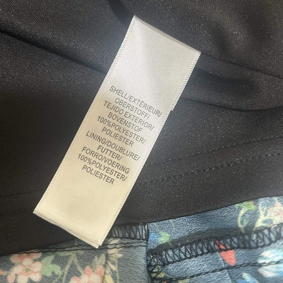 ADRIANNA PALLEL DRESS WOMEN SIZE 9 BLACK FLORAL PEPLUM HEM - Picture 10 of 14